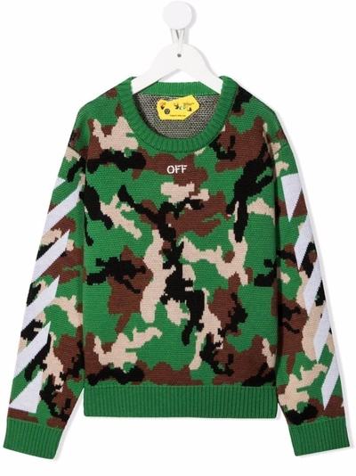 Shop Off-white Camouflage-pattern Jumper In 绿色