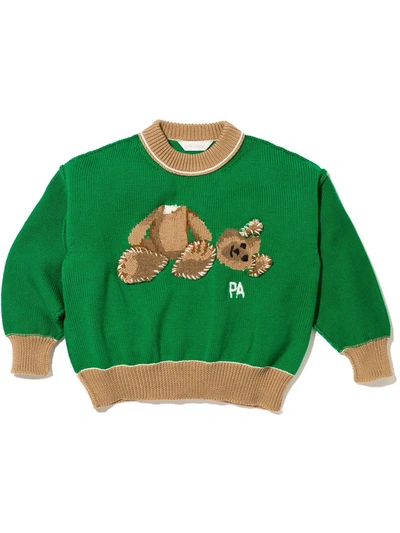 Shop Palm Angels Bear Crew-neck Jumper In Green