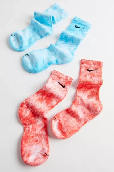 Shop Nike Everyday Plus Cushioned Tie-dye Crew Sock 2-pack In Blue