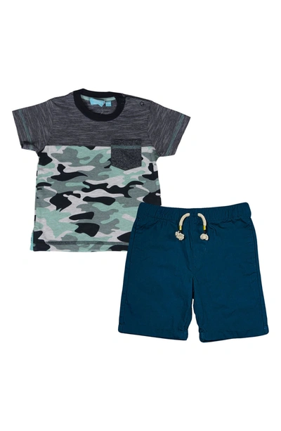 Shop Bear Camp Mixed Print Tee & Shorts Set In True Navy