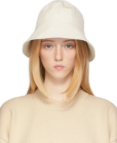 Shop Jil Sander Off-white Canvas Bucket Hat