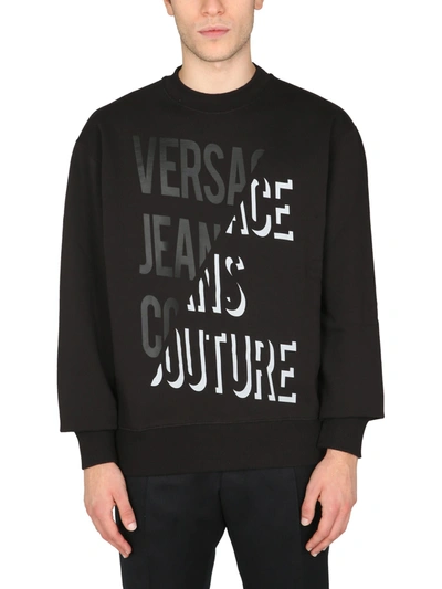 Shop Versace Jeans Couture Sweatshirt With Logo In Nero