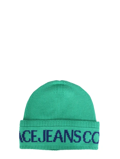 Shop Versace Jeans Couture Knitted Hat In Verde