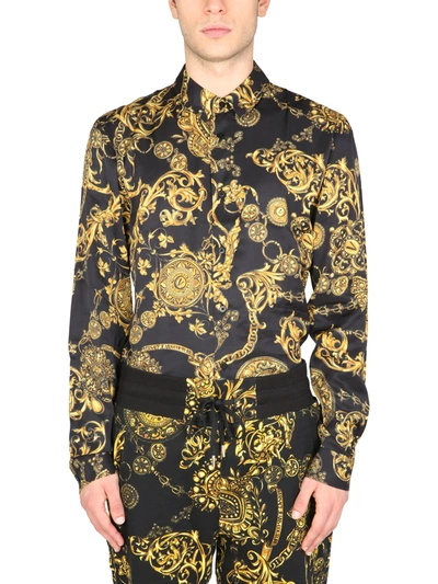 Shop Versace Jeans Couture Shirt With Bijoux Baroque Print In Nero