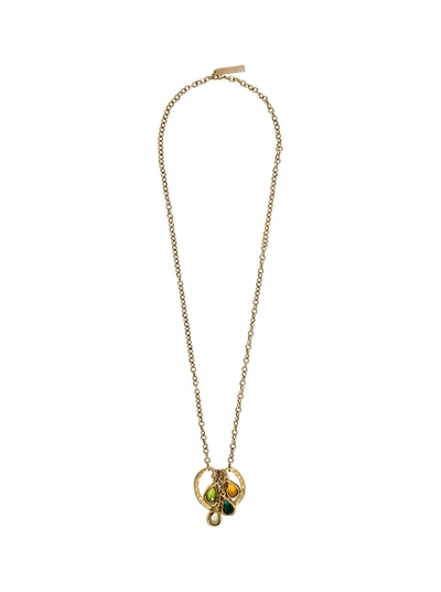 Shop Alberta Ferretti Gold-colored Metal Necklace With Multicolor Crystals In Metallic