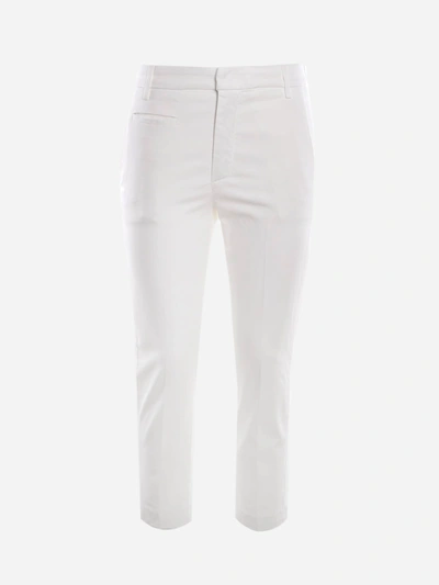 Shop Dondup Ariel Trousers In Stretch Cotton In White