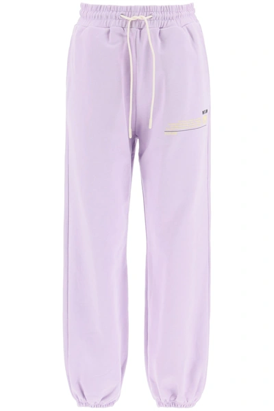 Shop Msgm Jogger Pant In Organic Cotton In Lilac (purple)