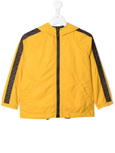Shop Fendi Reversible Monogram-print Zip-up Jacket In Yellow