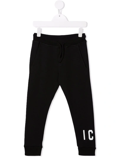 Dsquared2 Boys Black Kids Icon Logo Tapered Cotton Jogging Bottoms 6-16 Years 6 Years In Black