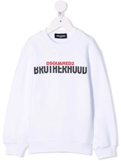 Shop Dsquared2 Brotherhood-print Sweatshirt In White