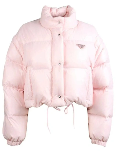 Prada Cropped Down Jacket In Pink Nylon | ModeSens