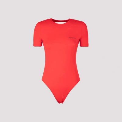 Shop Balenciaga Open Back Swimsuit In Red