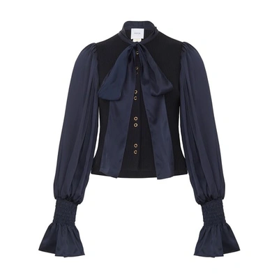 Shop Patou Buttoned Blouse In Navy