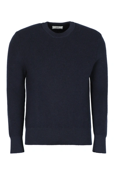 Shop Ami Alexandre Mattiussi Ami Crewneck Knit Sweater In Navy