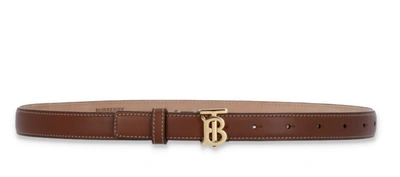 Shop Burberry Tb Buckle Belt In Brown