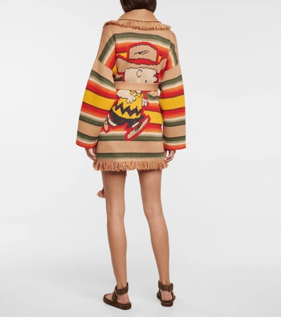 Shop Alanui X Peanuts® Gaucho Striped Wool-blend Cardigan In 彩色