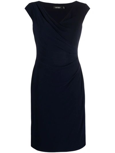 Shop Lauren Ralph Lauren Draped-detailing Midi Dress In Black