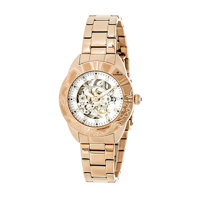 Shop Empress Godiva Automatic White Dial Ladies Watch Empem1103 In Gold Tone / Rose / Rose Gold Tone / White