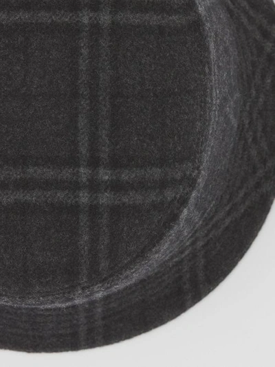 Shop Burberry Check Wool Cashmere Bucket Hat In Charcoal Grey