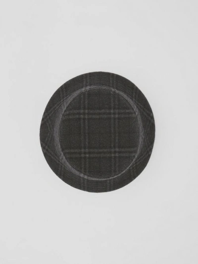 Shop Burberry Check Wool Cashmere Bucket Hat In Charcoal Grey