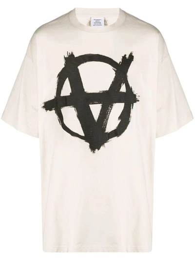 Shop Vetements White Inverted Anarchy Print T-shirt