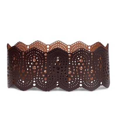 Shop Alaïa Leather Corset Belt In Brown