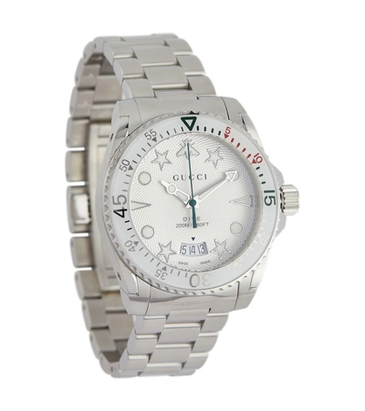 Shop Gucci Dive 40mm Stainless Steel Watch In Silver