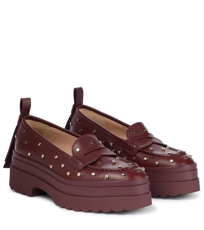 Shop Redv Studded Leather Loafers In Purple