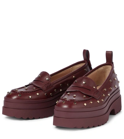Shop Redv Studded Leather Loafers In Purple