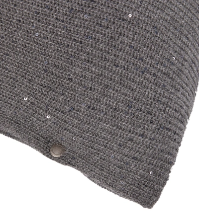 Shop Brunello Cucinelli Sequined Cashmere And Silk Cushion In Grey