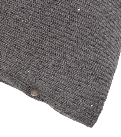 Brunello Cucinelli Sequined Cashmere And Silk Cushion In Grey