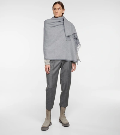 Shop Brunello Cucinelli Square Cashmere Blanket In Grey