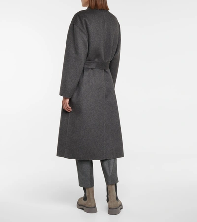 Shop Brunello Cucinelli Cashmere Coat In Grey