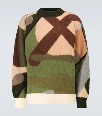 Shop Sacai X Kaws Camouflage Wool Sweater In Multicoloured