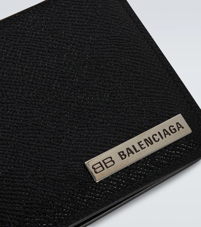 Shop Balenciaga Plate Leather Wallet In Black