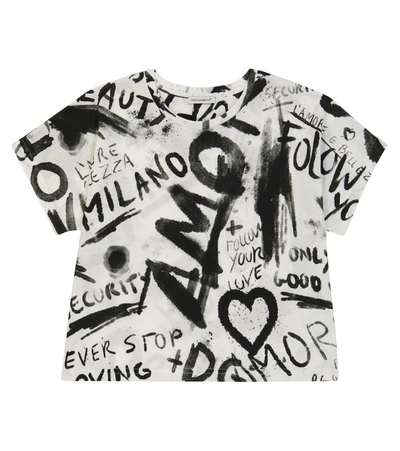 Shop Dolce & Gabbana Short-sleeved Graffiti Printed T-shirt In White