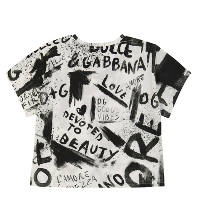 Shop Dolce & Gabbana Short-sleeved Graffiti Printed T-shirt In White