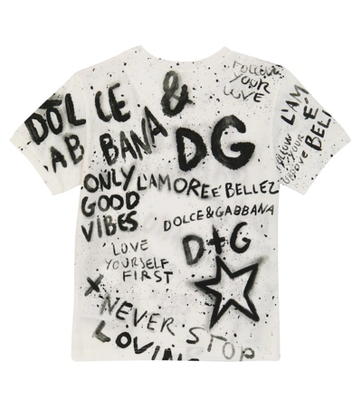 Shop Dolce & Gabbana Printed Short-sleeved Cotton T-shirt In White