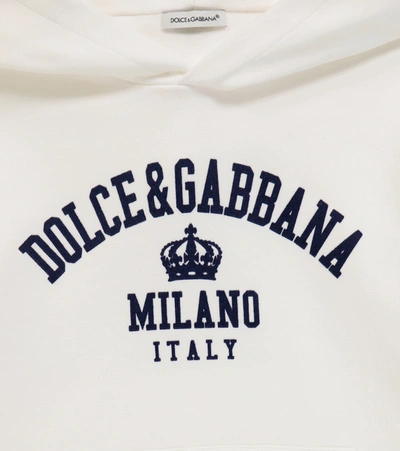 Shop Dolce & Gabbana Logo Stretch-cotton Hoodie In White