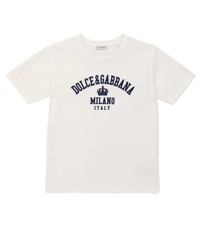 Shop Dolce & Gabbana Logo Short-sleeved Cotton T-shirt In White