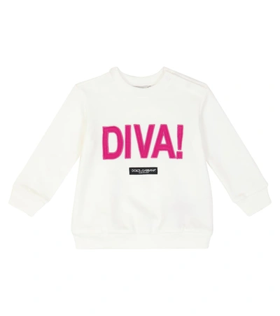 Shop Dolce & Gabbana Baby Cotton Sweatshirt In White