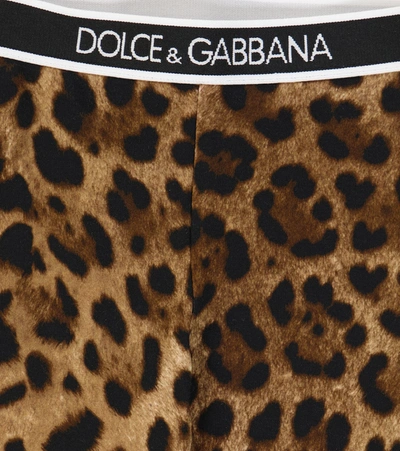 Shop Dolce & Gabbana Baby Leopard-print Stretch-cotton Leggings In Brown