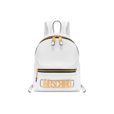 Shop Moschino Lettering Logo Backpack In White