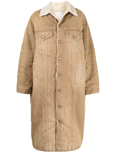 Shop R13 Faux-shearling Buttoned-up Coat In Neutrals