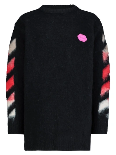 Off-white Arrows Brushed Knitted Dress In Black