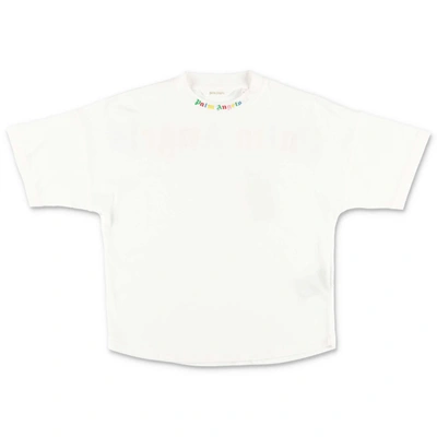 Shop Palm Angels T-shirt Bianca In Jersey Di Cotone In Bianco