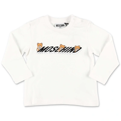 Shop Moschino T-shirt Bianca In Jersey Di Cotone In Bianco