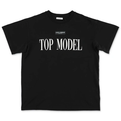 Shop Dolce & Gabbana T-shirt Nera In Jersey Di Cotone Tema 90s In Nero