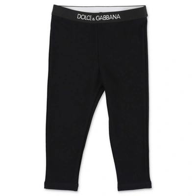 Shop Dolce & Gabbana Leggings Neri In Cotone Stretch In Nero
