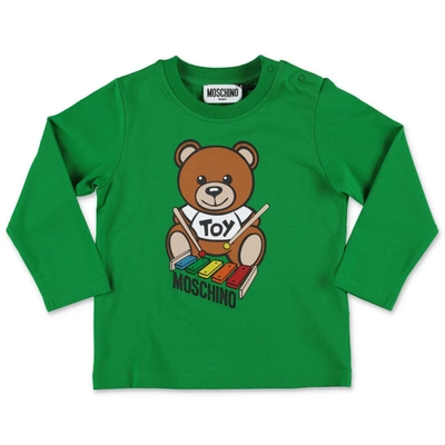Shop Moschino T-shirt Verde Teddy Bear In Jersey Di Cotone